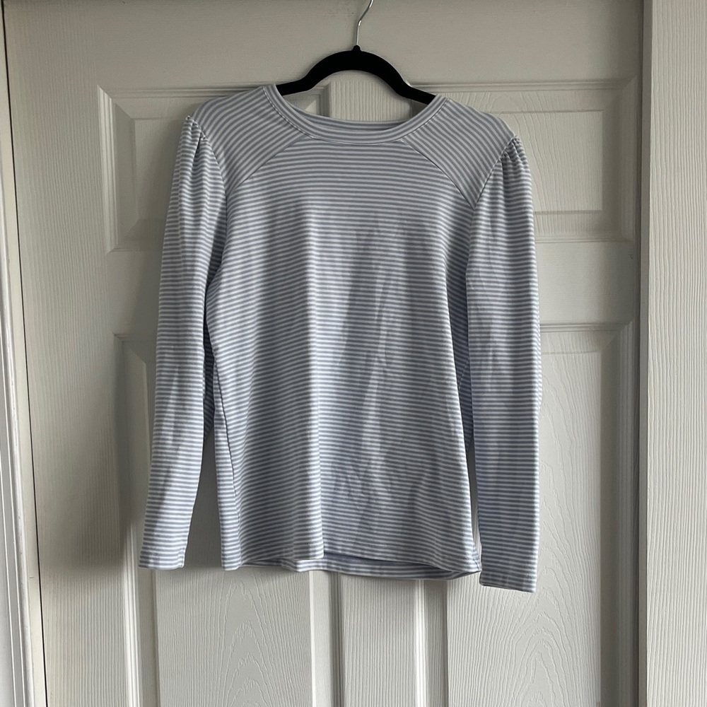 LOFT Blue and White Striped Top